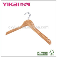 Pully flat bamboo stick shirt hangers with U notches